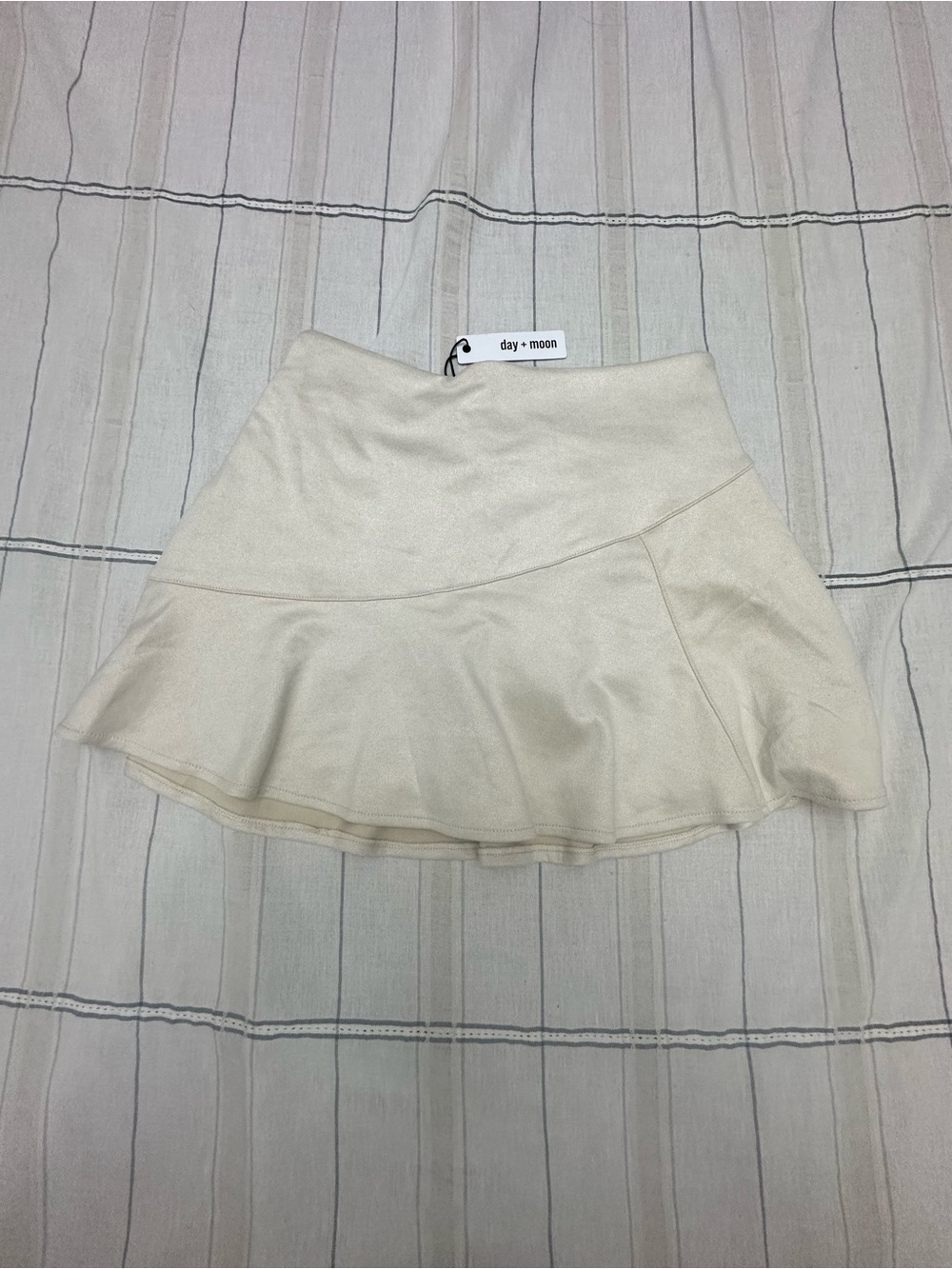 day + moon Cream Flared Skater Mini Skirt